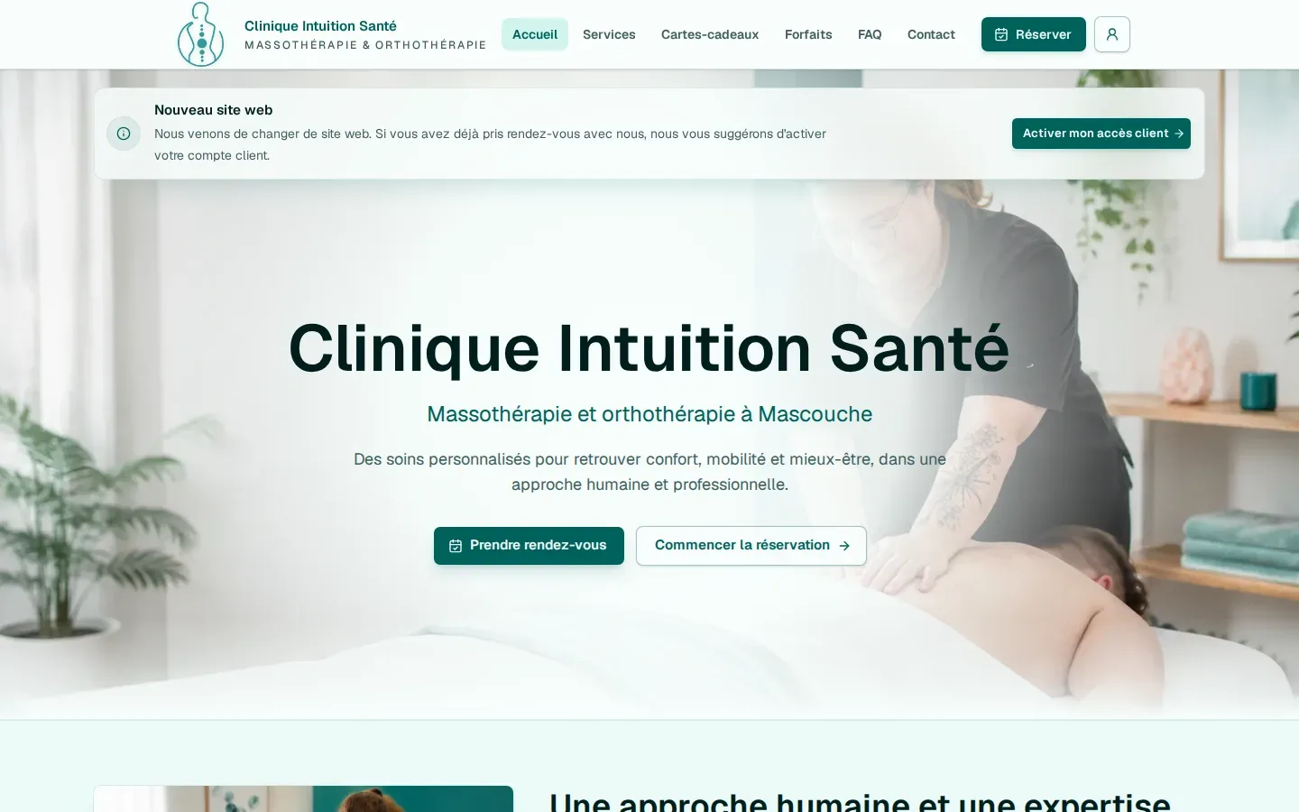 Aperçu du site Clinique Intuition Santé
